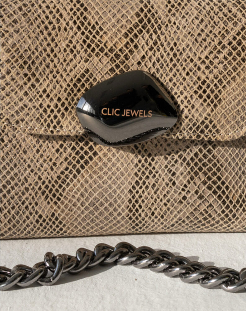 Ciara Large (beige python genuine leather) - Clic Jewels