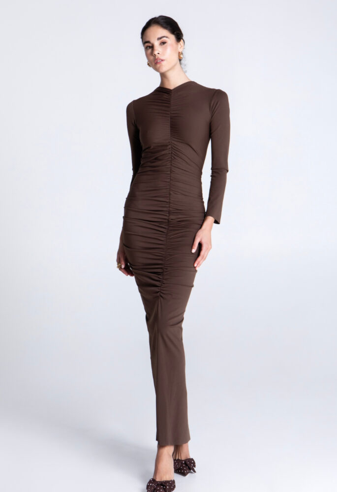 Mocha Curved Maxi Dress