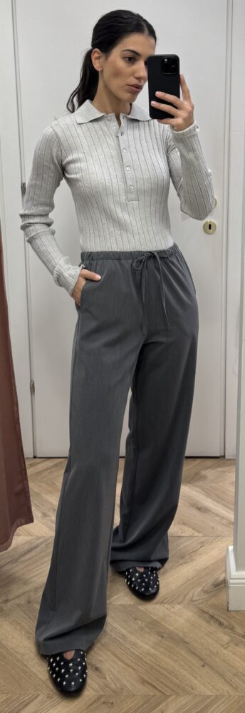 Anthracite Grey Pants - White22