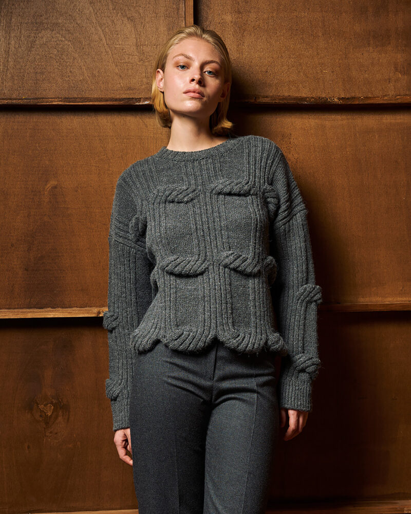 Cable Knit Sweater (Grey) - Tailor Made