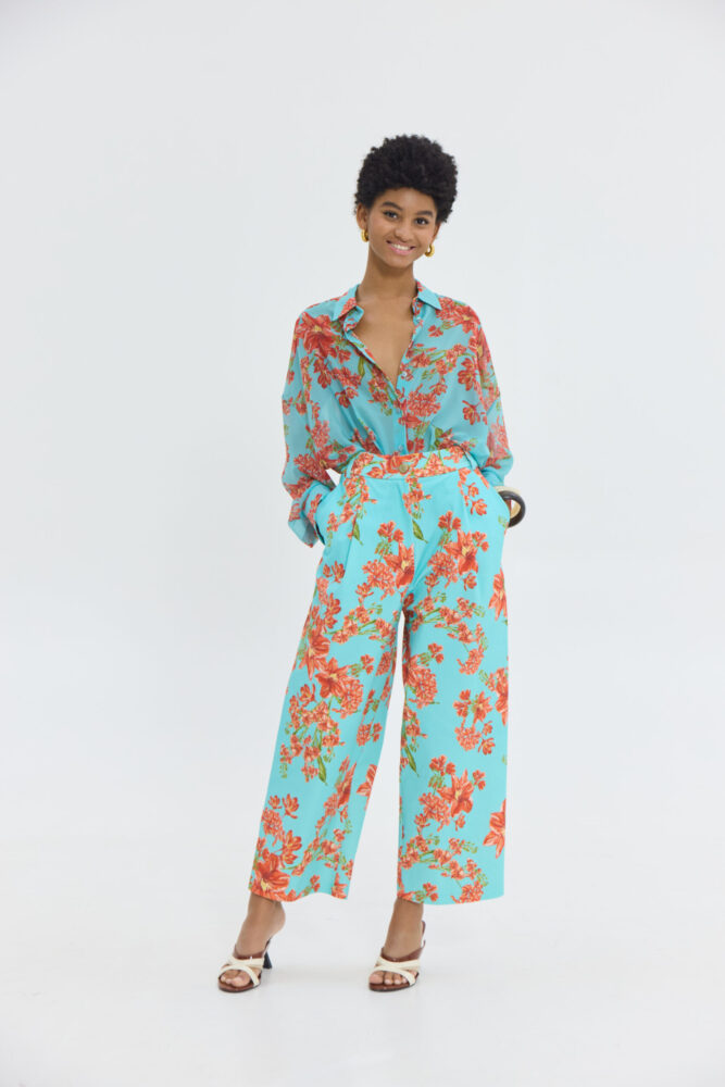 Ava Pants (Aqua) - Hemithea