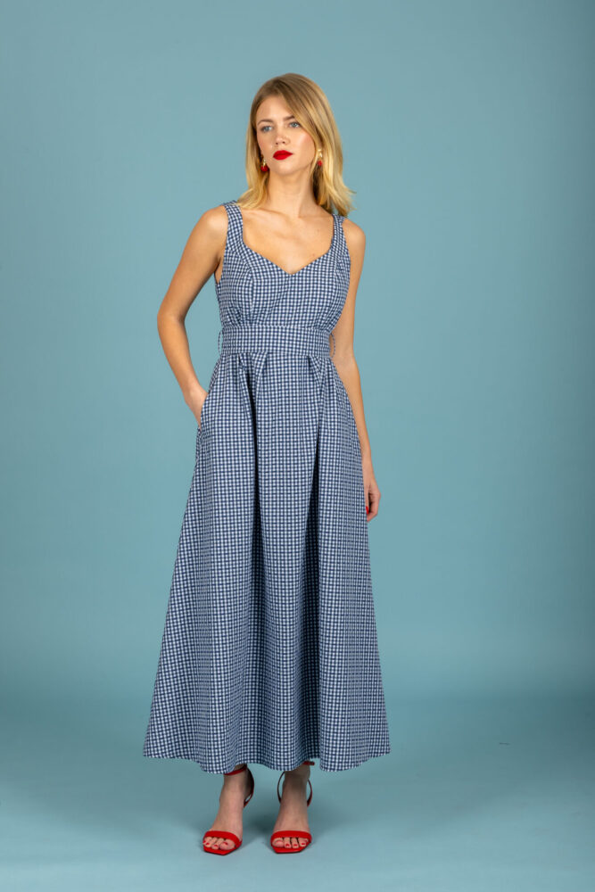 Aelia poplin dress (Blue) - Chaton
