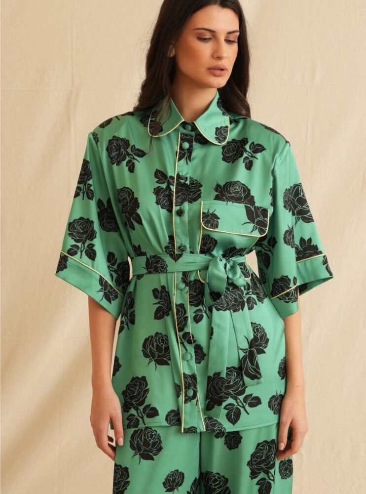 Black Juliet Satin Shirt - Georgina Trikogia