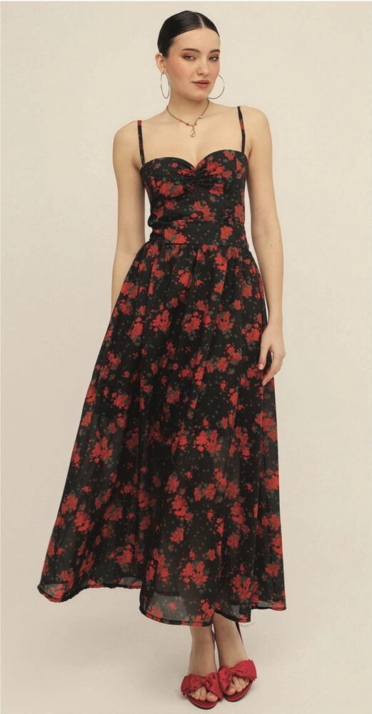 Valentina Black Mixi Dress - BeeMe