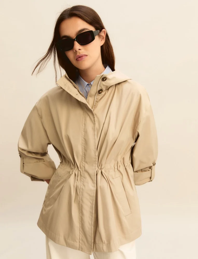Emmrecente Short Beige Water-Repellent Parka - Emme Marella