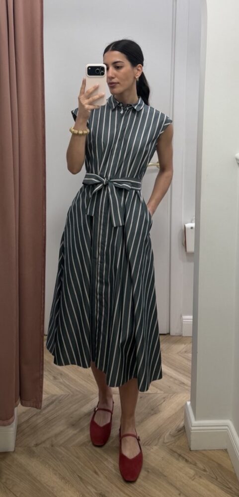 Emmpesi Green Stripes Poplin Shirt Dress - Emme Marella