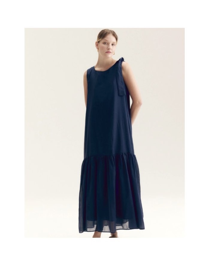Emmfoggia Navy Blue Muslin Dress - Emme Marella