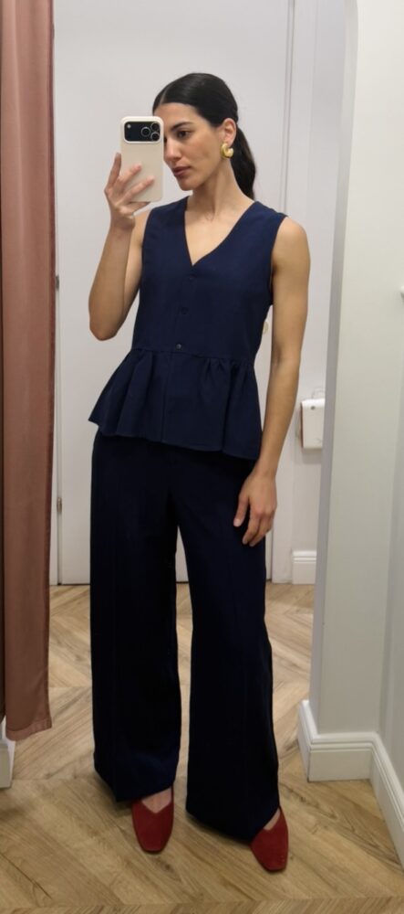 Emmpera Navy Blue Flowing Trousers - Emme Marella