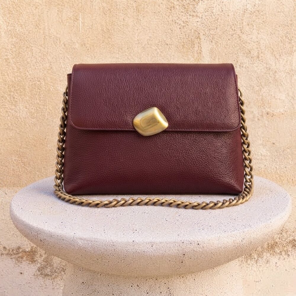 Donna Medium Bordeaux Dolaro Genuine Leather Bag - Clic Jewels