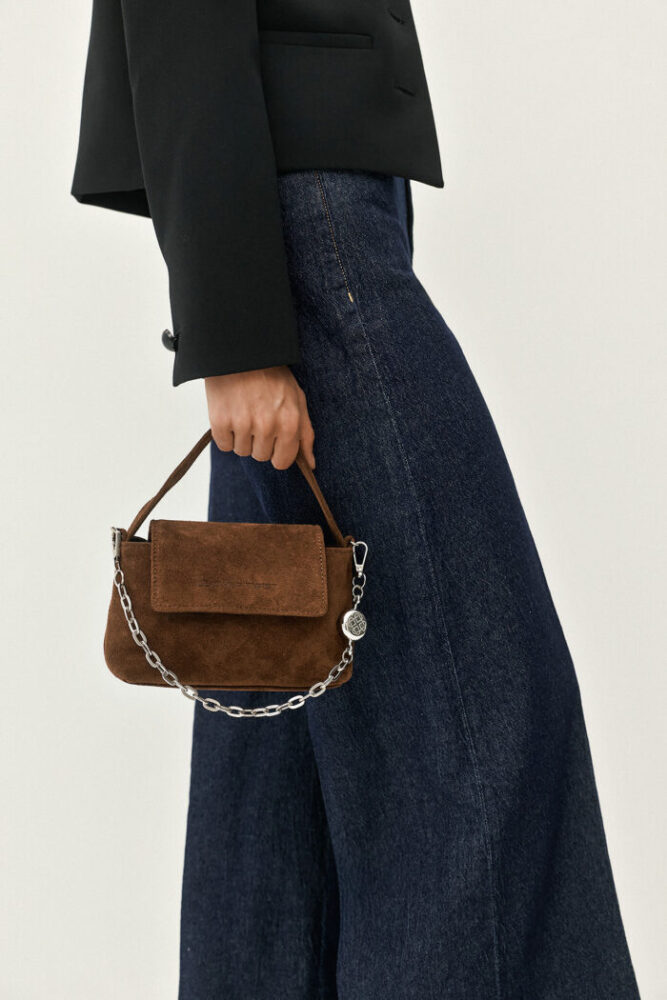 Misty Brown Suede Leather Bag - Leather Twist