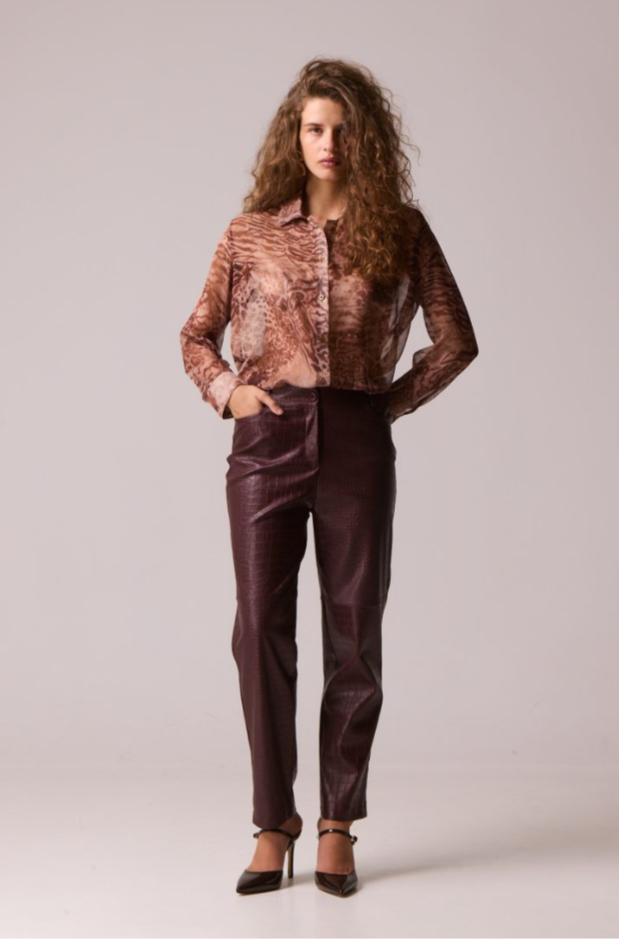 Selena Bordeaux Eco Leather Pants - Twenty29