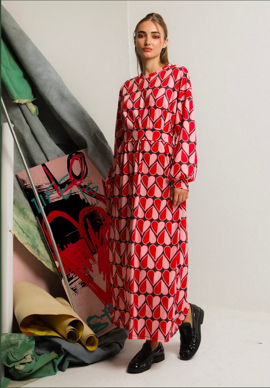 Solene Long Hearts Dress - BeeMe