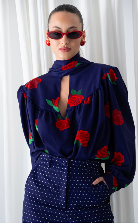 Red Rose Polymorphic Shirt - Georgina Trikogia