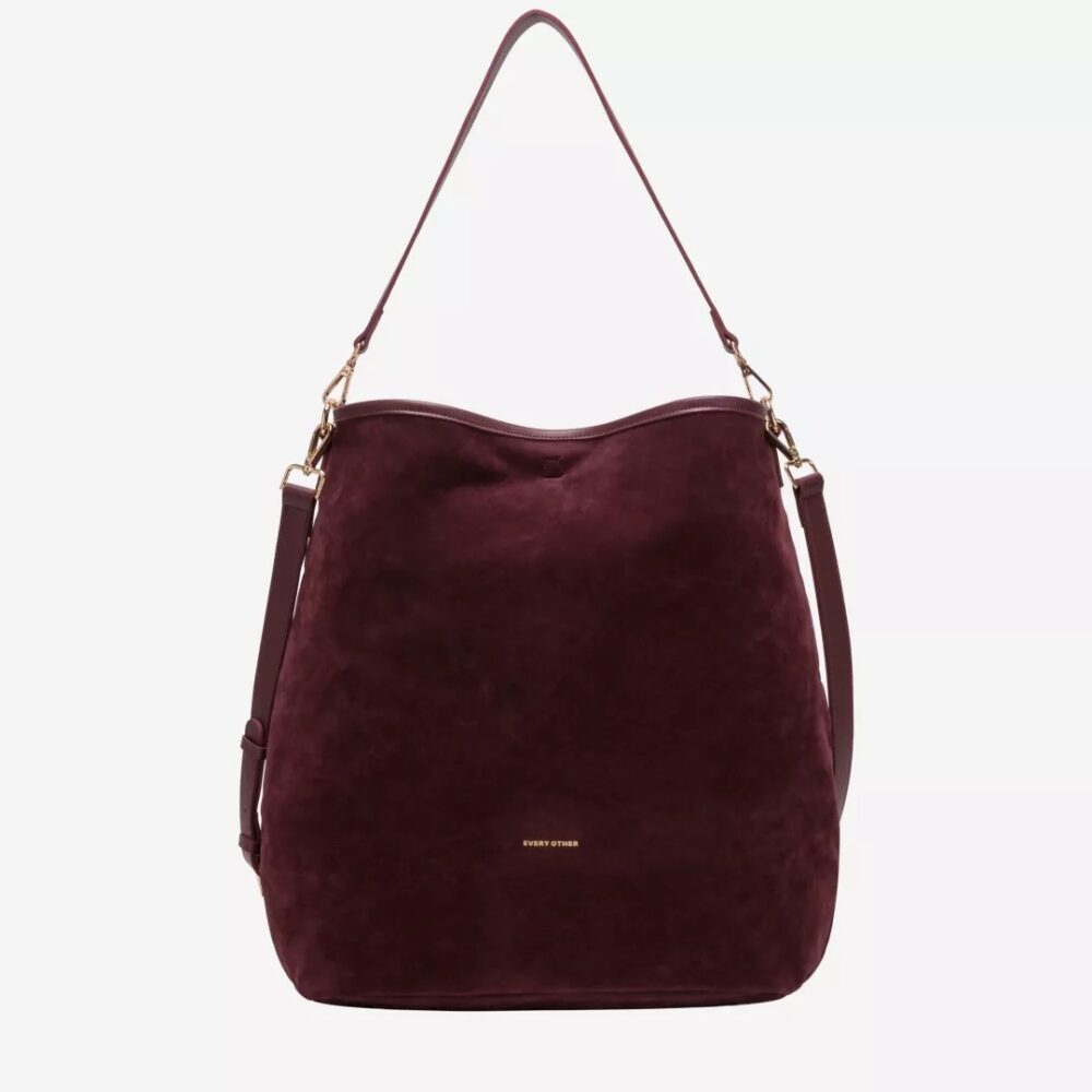Suki Burgundy Faux Suede Slouch Tote Bag - Every Other