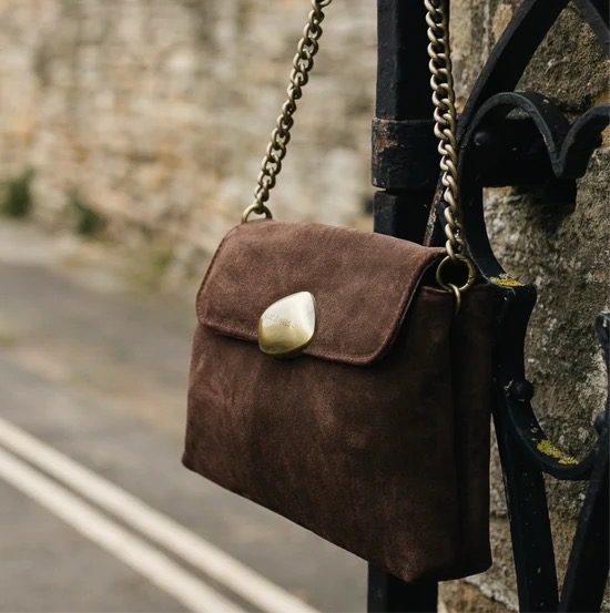 Donna Medium Brown Suede Genuine Leather Bag - Clic Jewels