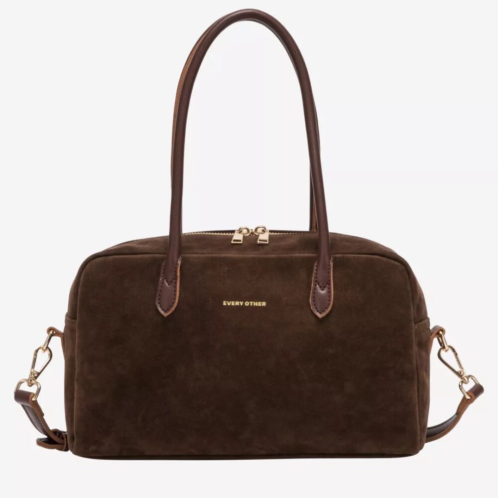 Noir Brown Faux Suede Bowling Bag - Every Other