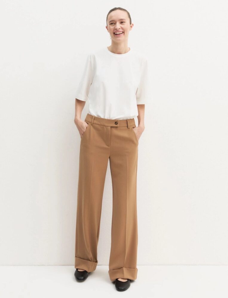 Emmbevanda Stretch Twill Trousers (Camel) - Emme Marella