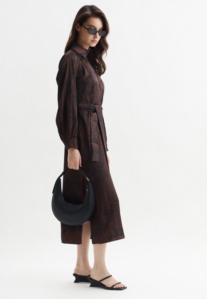 Emmalarico Printed Twill Dress (Dark Brown) - Emme Marella