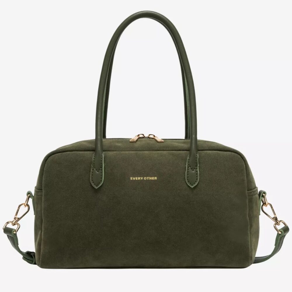 Noir Khaki Faux Suede Bowling Bag - Every Other