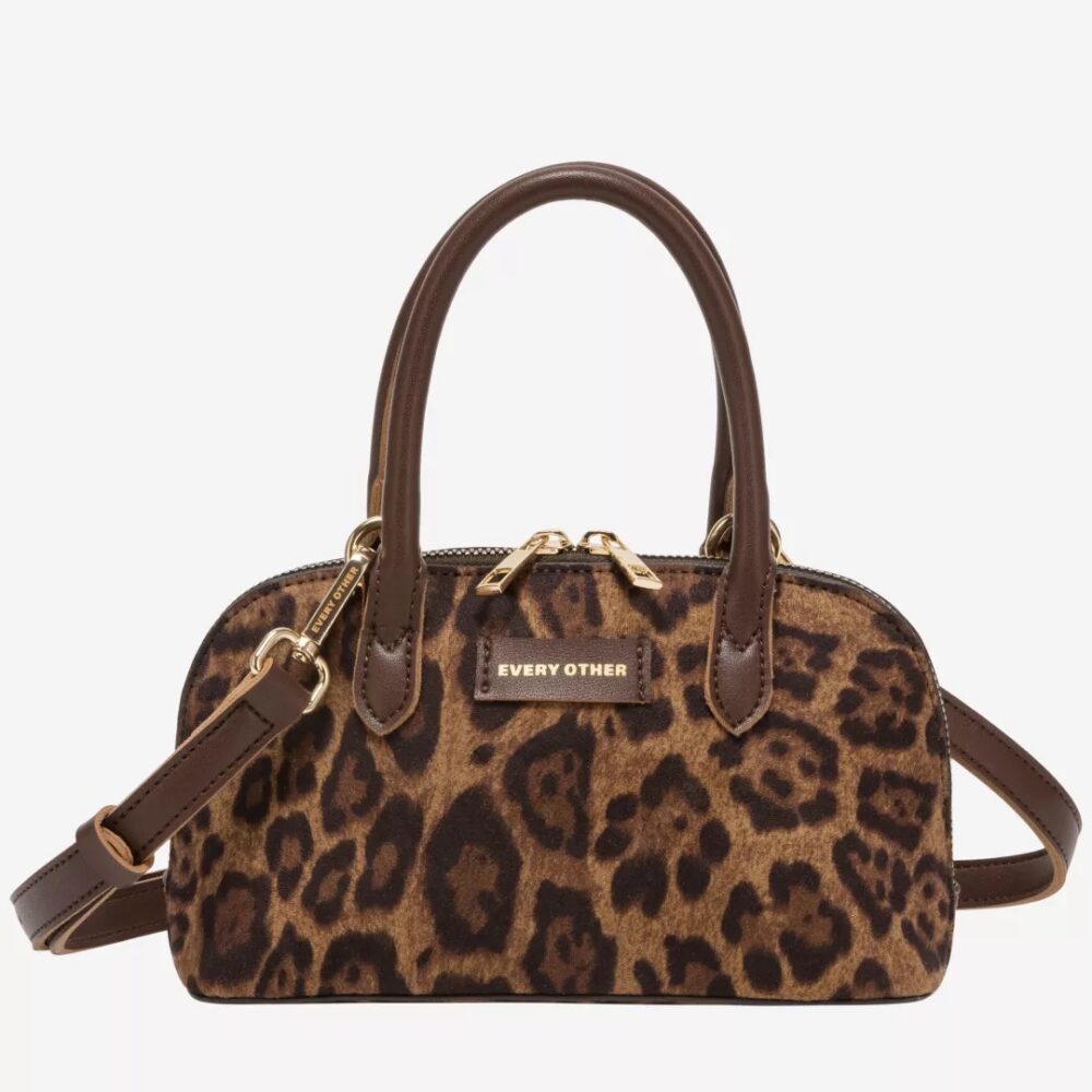 Small Noir Leopard Faux Suede Bowling Bag - Every Other