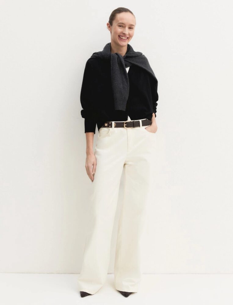 Emmfuggito Stretch Satin Trousers (Ivory) - Emme Marella