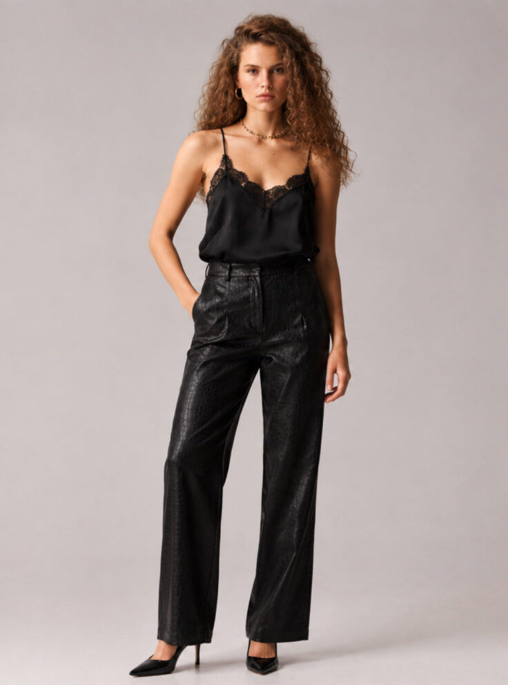 Selena Black Eco Leather Pants - Twenty29