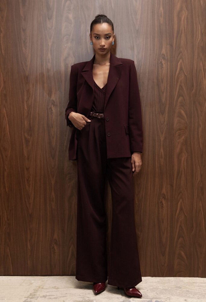 Scarlet Burgundy Tailored Blazer - Eveleya
